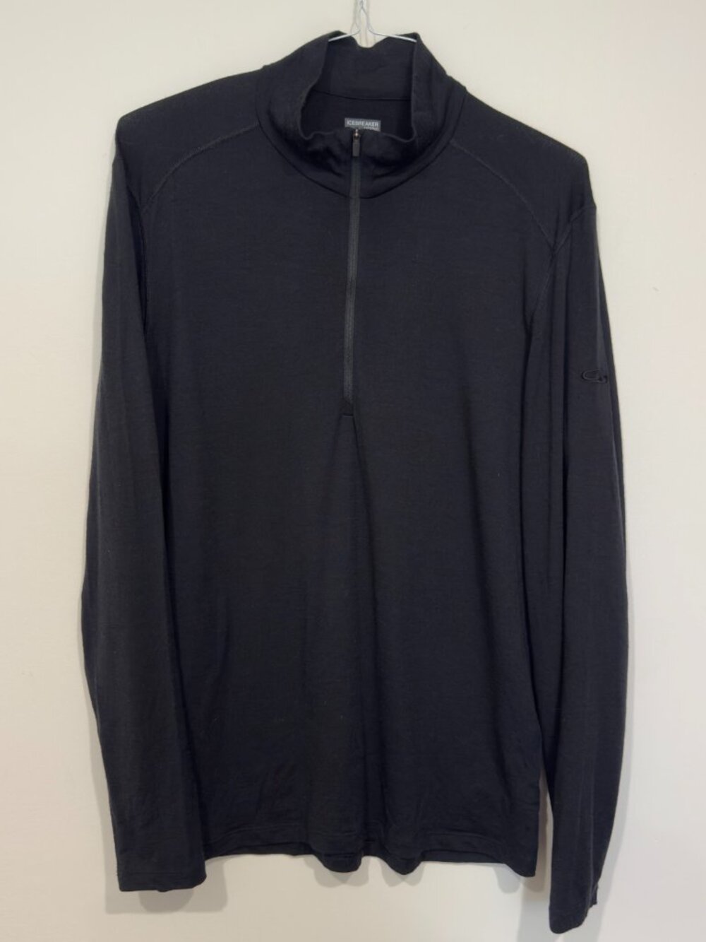 Icebreaker Mens Merino 200 Oasis Long Sleeve Half Zip Size XL Black Bodyfit EUC
